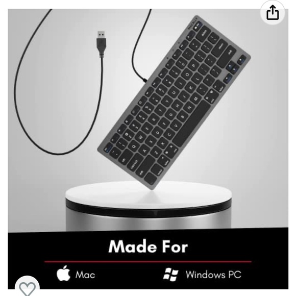 COMPACT USB WIRED KEYBOARD For Mac and PC - Picture 2 of 9